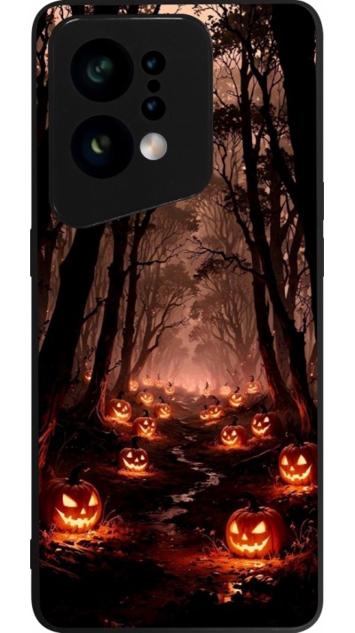 Coque OPPO Find X5 - Silicone rigide noir Halloween 2025 Road of Terrifying Pumpkins