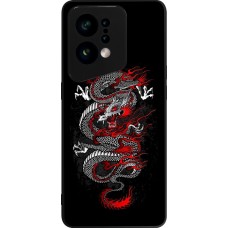 Coque OPPO Find X5 - Silicone rigide noir Japanese style Dragon Tattoo Red Black