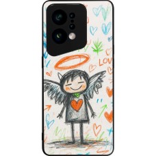 OPPO Find X5 Case Hülle - Silikon schwarz Little Angel Sketch Love