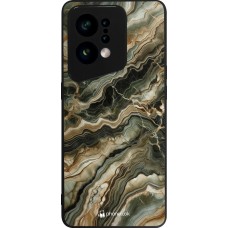 Coque OPPO Find X5 - Silicone rigide noir Marbre Olive