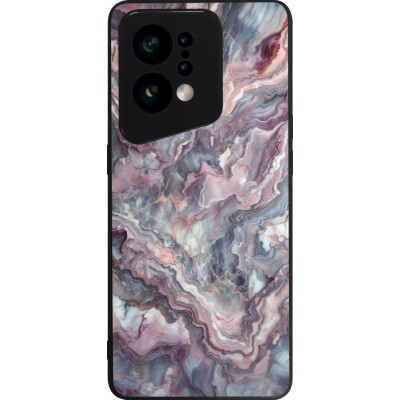 Coque OPPO Find X5 - Silicone rigide noir Marbre violette argentée