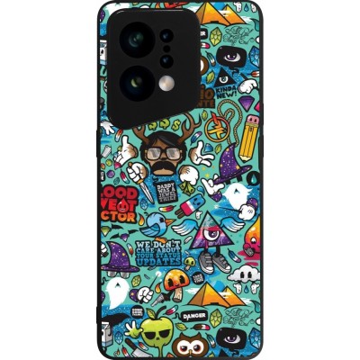 OPPO Find X5 Case Hülle - Silikon schwarz Mixed Cartoons Turquoise