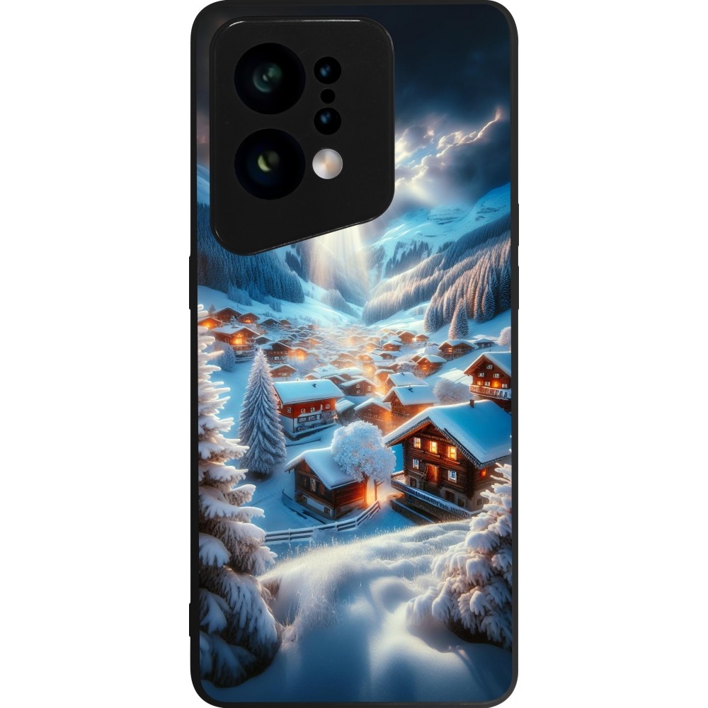 Coque OPPO Find X5 - Silicone rigide noir Mont Neige Lumière