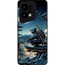 OPPO Find X5 Case Hülle - Silikon schwarz Ninja unter dem Mond