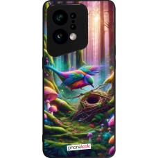 Coque OPPO Find X5 - Silicone rigide noir Oiseau Nid Forêt