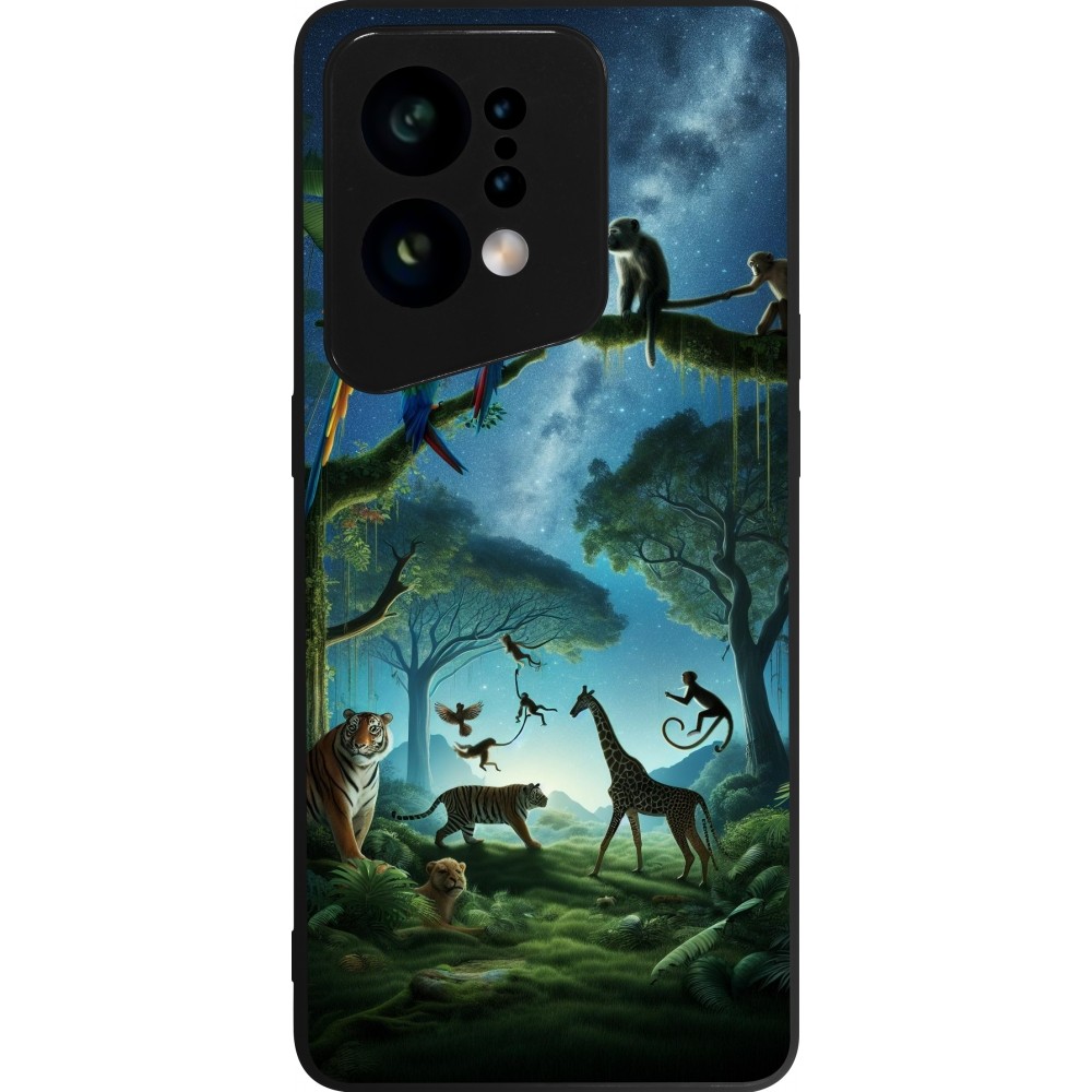 Coque OPPO Find X5 - Silicone rigide noir Paradis des animaux exotiques