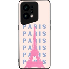 OPPO Find X5 Case Hülle - Silikon schwarz Paris Pink Print