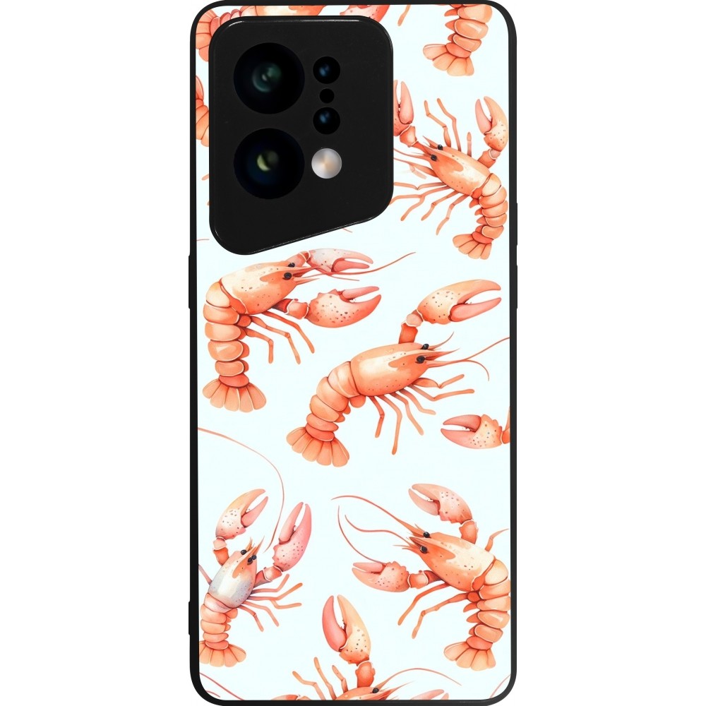 OPPO Find X5 Case Hülle - Silikon schwarz Muster von pastellfarbenen Hummern