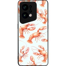 OPPO Find X5 Case Hülle - Silikon schwarz Muster von pastellfarbenen Hummern
