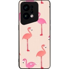 Coque OPPO Find X5 - Silicone rigide noir Pink Flamingos Pattern