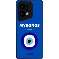 OPPO Find X5 Case Hülle - Silikon schwarz Pop Summer Destination Mykonos