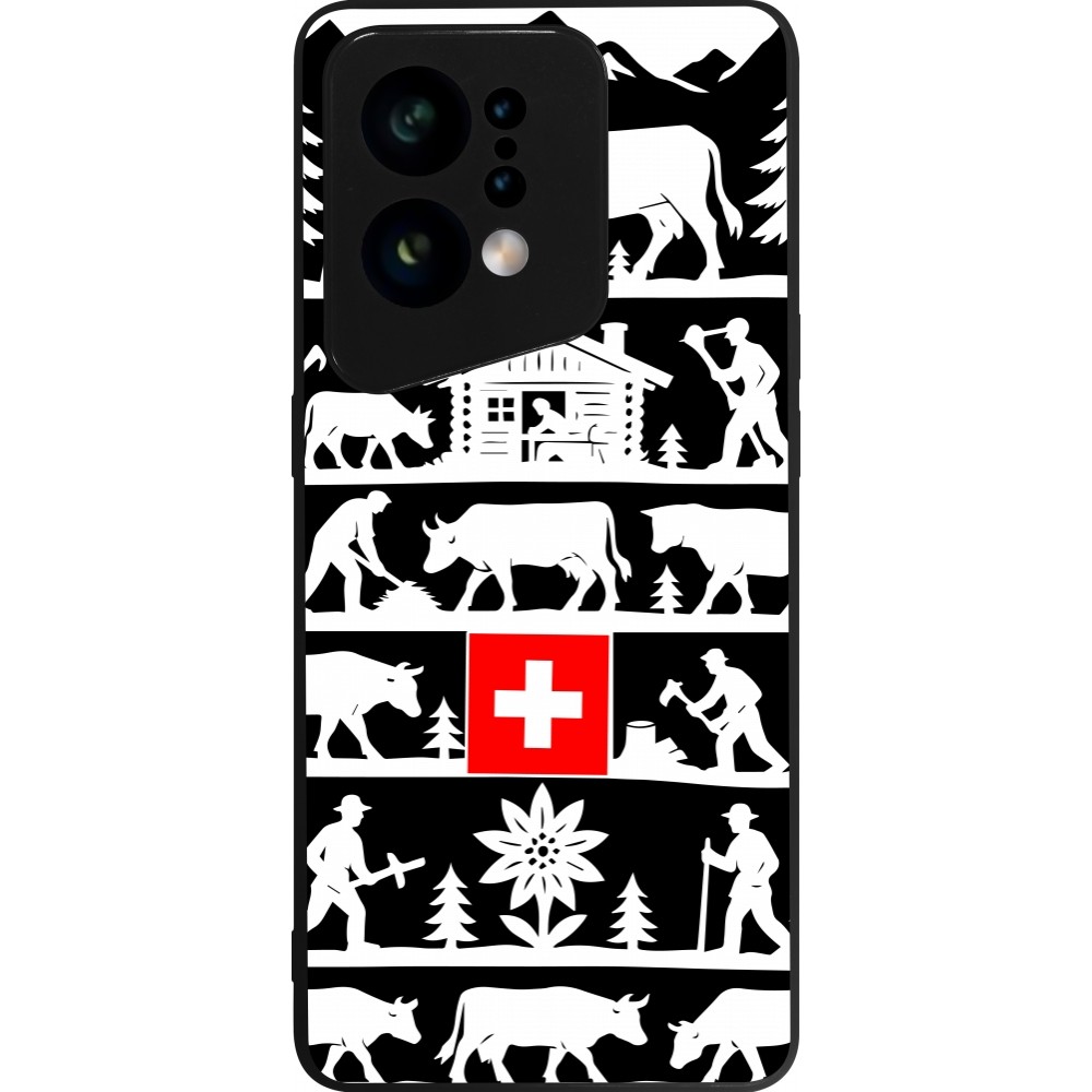 Coque OPPO Find X5 - Silicone rigide noir Poya Suisse 1 noir
