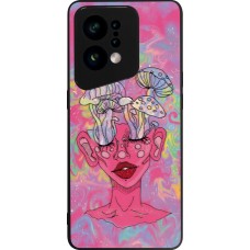 Coque OPPO Find X5 - Silicone rigide noir Psychedelic pink mushroom