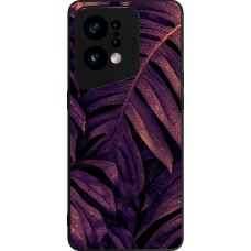 Coque OPPO Find X5 - Silicone rigide noir Purple Light Leaves