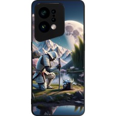 Coque OPPO Find X5 - Silicone rigide noir Samurai Katana Lune