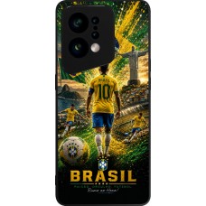 Coque OPPO Find X5 - Silicone rigide noir Football Brésil splash 2026