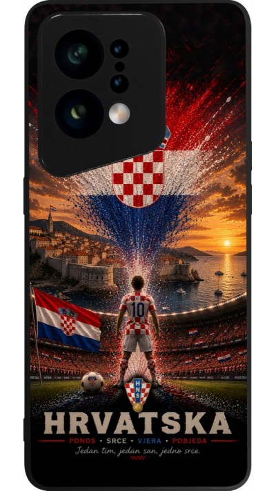 Coque OPPO Find X5 - Silicone rigide noir Football Croatie splash 2026