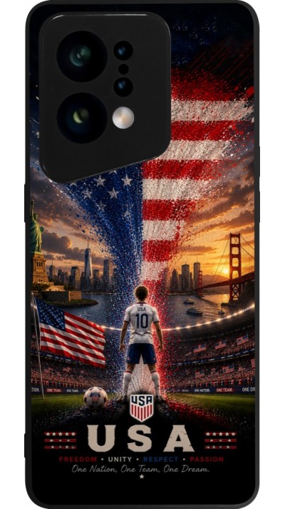 Coque OPPO Find X5 - Silicone rigide noir Football États-Unis splash 2026