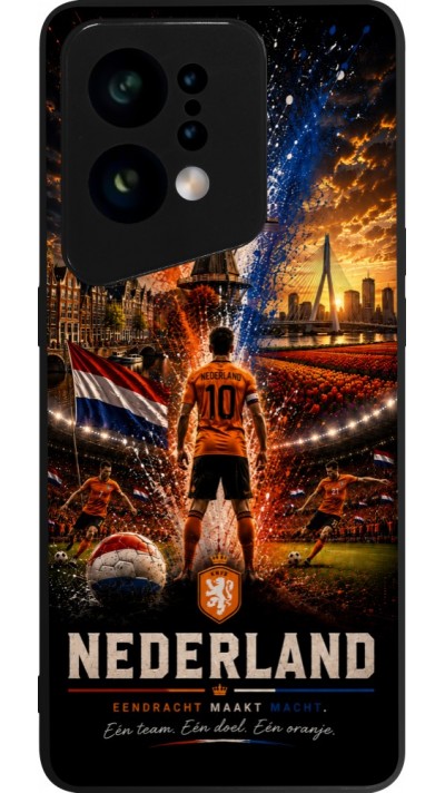 Coque OPPO Find X5 - Silicone rigide noir Football Pays-Bas splash 2026