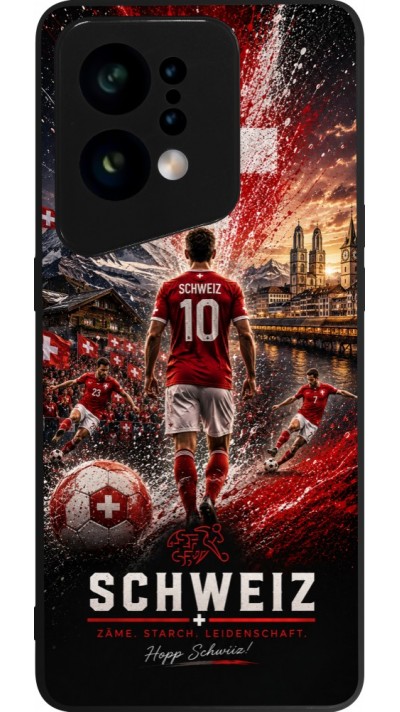 Coque OPPO Find X5 - Silicone rigide noir Football Schweiz splash 2026