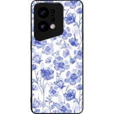 OPPO Find X5 Case Hülle - Silikon schwarz Spring 23 watercolor blue flowers