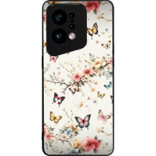 Coque OPPO Find X5 - Silicone rigide noir Spring 25 Papillons Légers