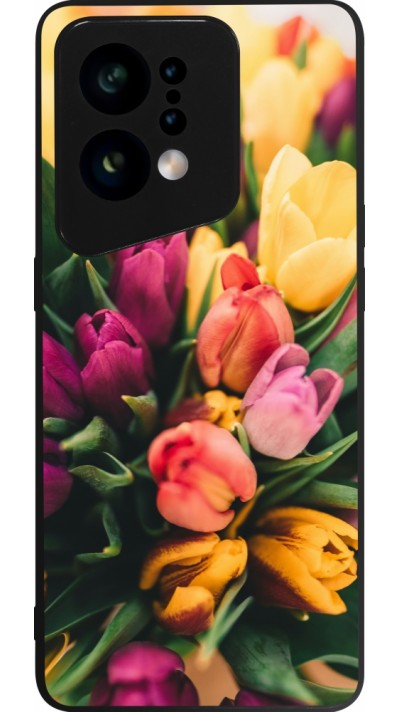 OPPO Find X5 Case Hülle - Silikon schwarz Bouquet of tulips Spring 2026