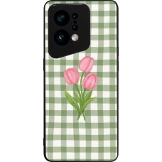 Coque OPPO Find X5 - Silicone rigide noir Green vichy tulips Spring 2026
