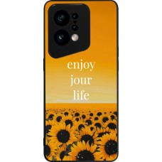 Coque OPPO Find X5 - Silicone rigide noir Summer 2025 Enjoy your life