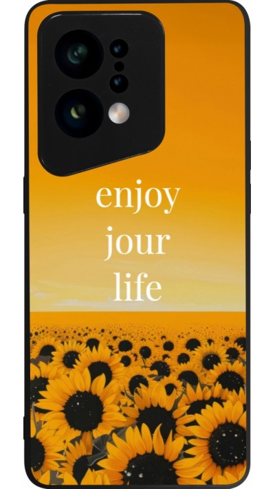 Coque OPPO Find X5 - Silicone rigide noir Summer 2025 Enjoy your life