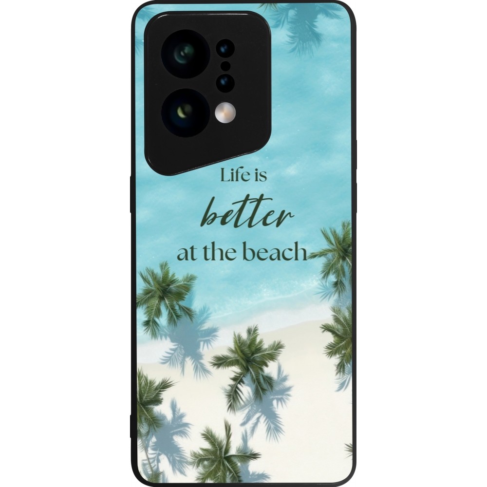 Coque OPPO Find X5 - Silicone rigide noir Summer 2025 Life is better at the beach