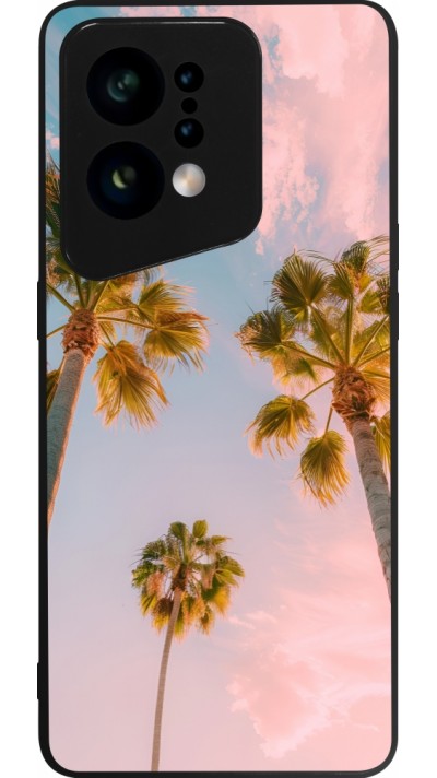 Coque OPPO Find X5 - Silicone rigide noir Summer 2025 Palmiers
