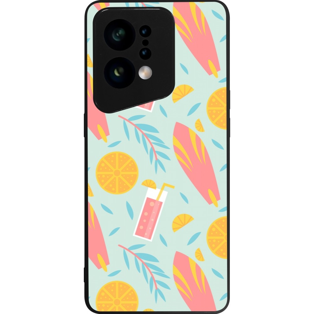 OPPO Find X5 Case Hülle - Silikon schwarz Summer 2025 Pattern citron