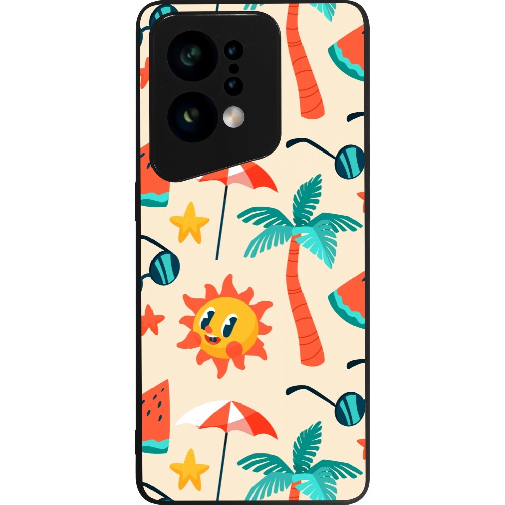 Coque OPPO Find X5 - Silicone rigide noir Summer 2025 Pattern soleil