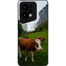 Coque OPPO Find X5 - Silicone rigide noir Fête Nationale Suisse Vaches