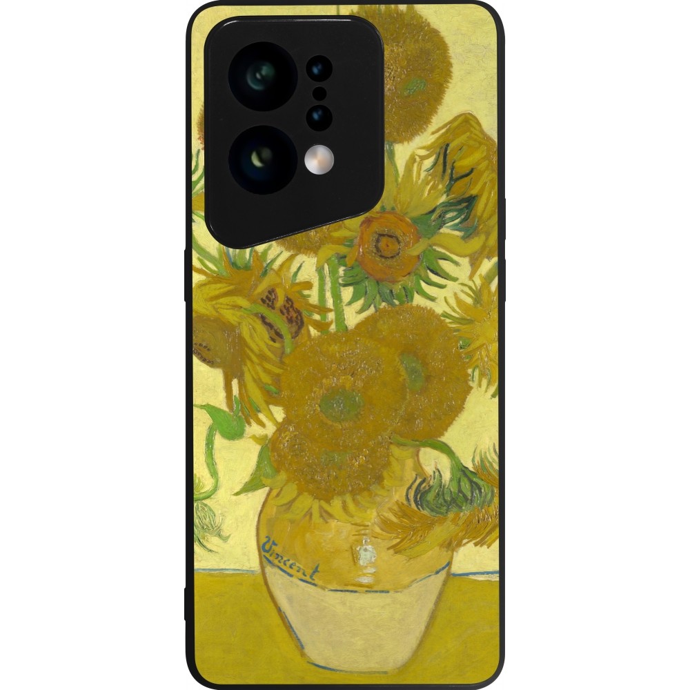 Coque OPPO Find X5 - Silicone rigide noir Tableau art - Les Tournesols - Van Gogh