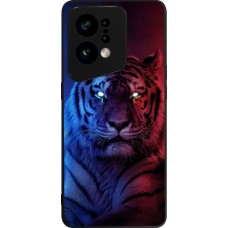 Coque OPPO Find X5 - Silicone rigide noir Tiger Blue Red