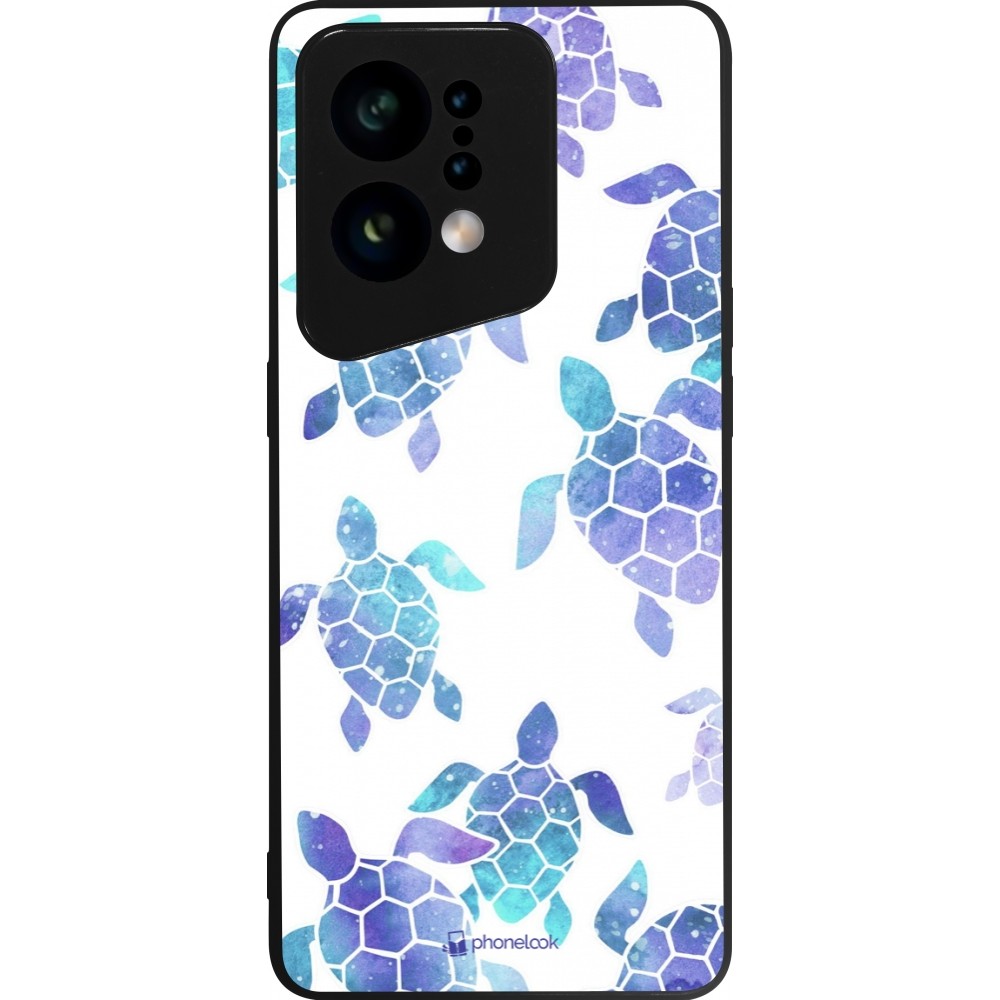 OPPO Find X5 Case Hülle - Silikon schwarz Turtles pattern watercolor