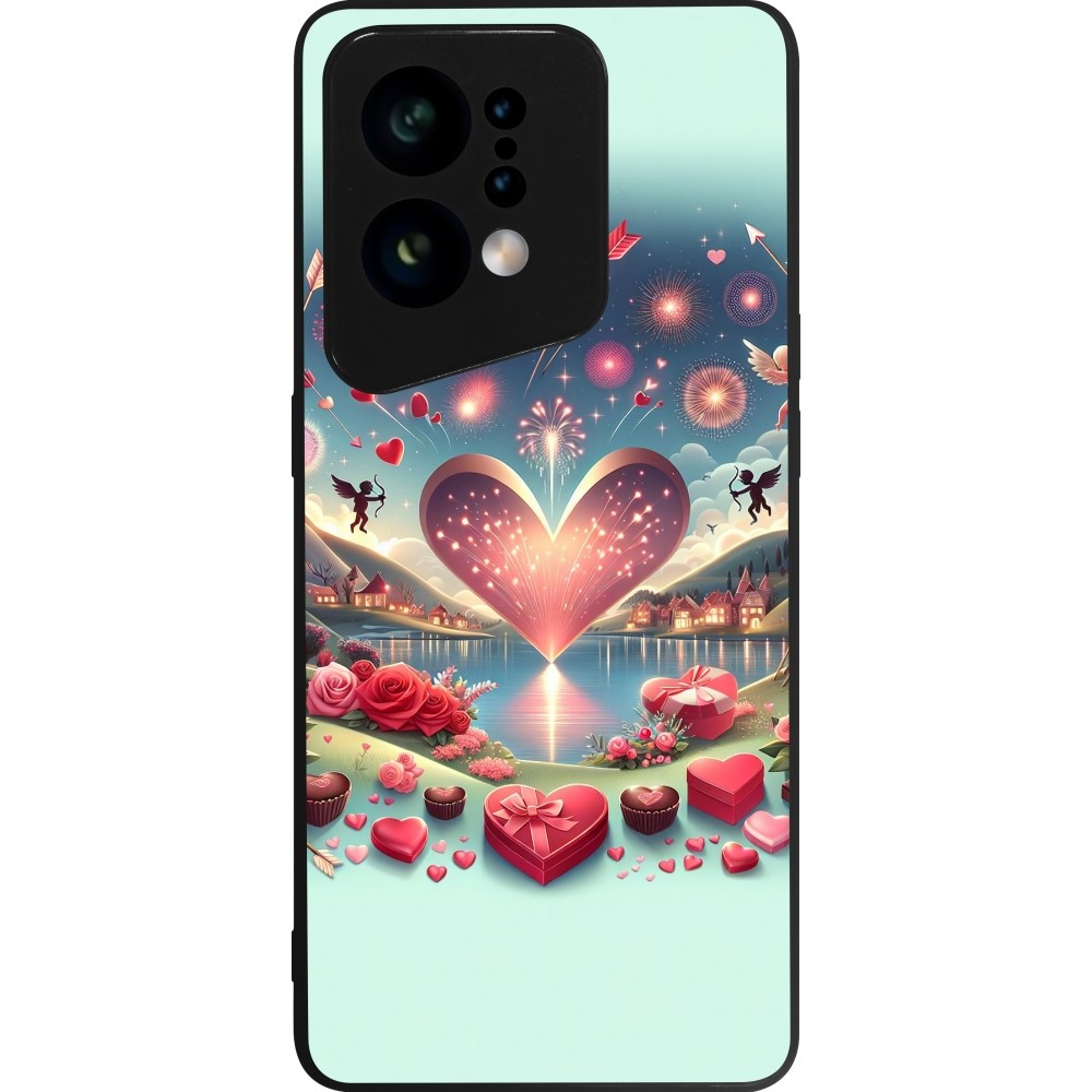 Coque OPPO Find X5 - Silicone rigide noir Valentine 2025 Chic