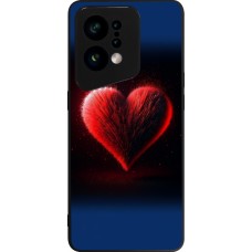 Coque OPPO Find X5 - Silicone rigide noir Valentine 2025 coeur rouge