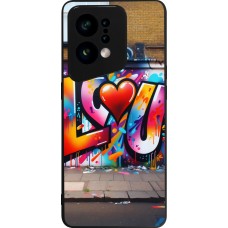 Coque OPPO Find X5 - Silicone rigide noir Valentine 2025 Love U Tag