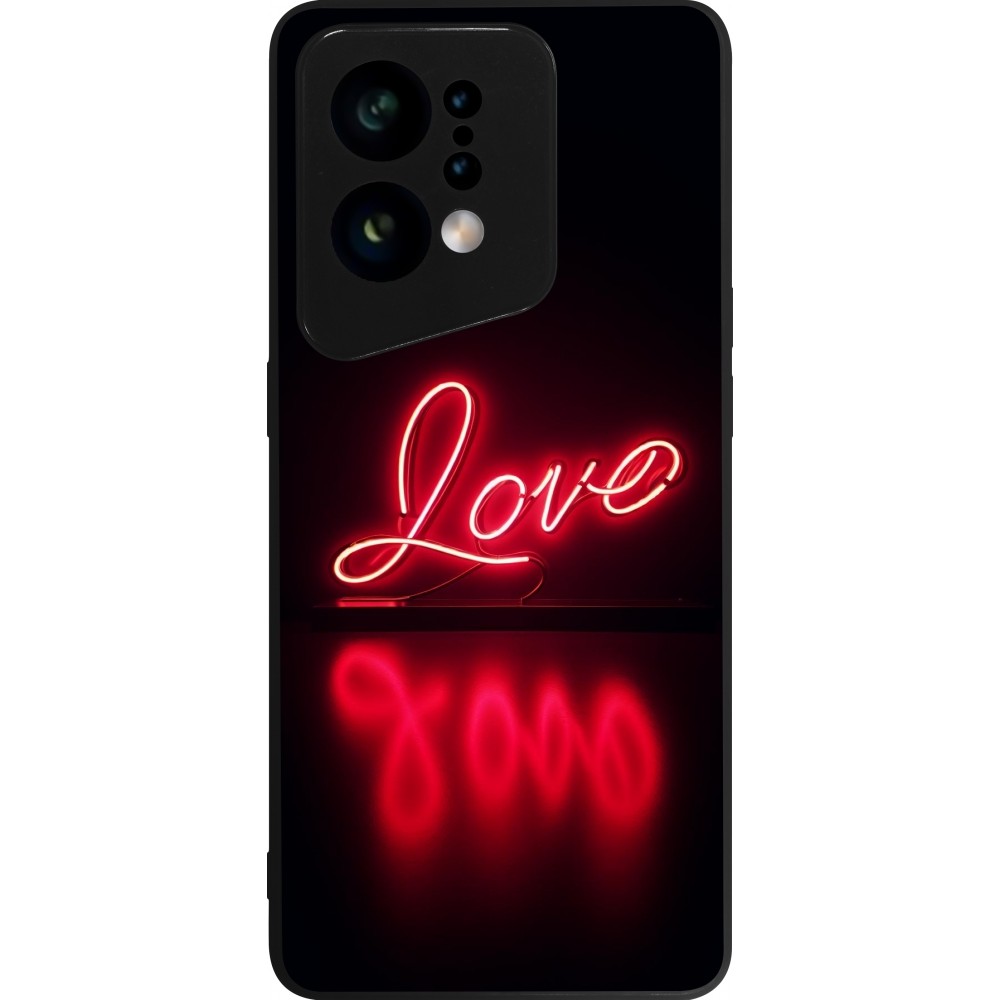 Coque OPPO Find X5 - Silicone rigide noir Valentine 2025 Neon Love