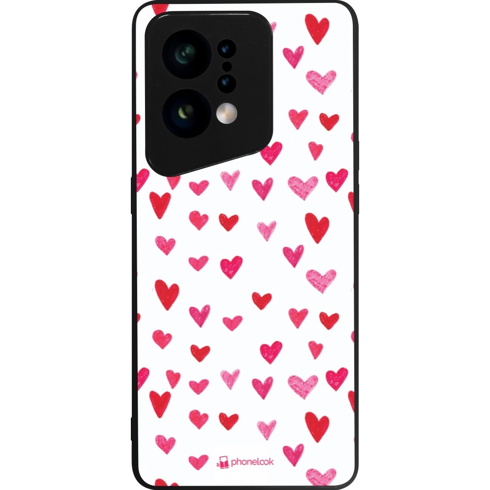 OPPO Find X5 Case Hülle - Silikon schwarz Valentine 2022 Many pink hearts