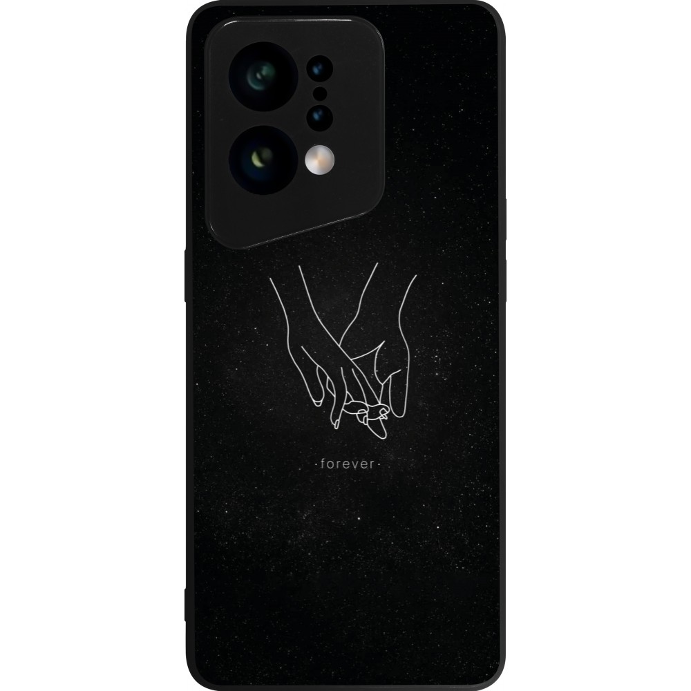 OPPO Find X5 Case Hülle - Silikon schwarz Valentine 2023 hands forever