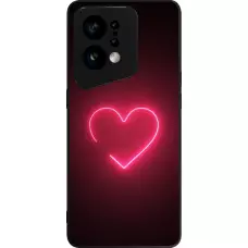 Coque OPPO Find X5 - Silicone rigide noir Valentine 2023 single neon heart