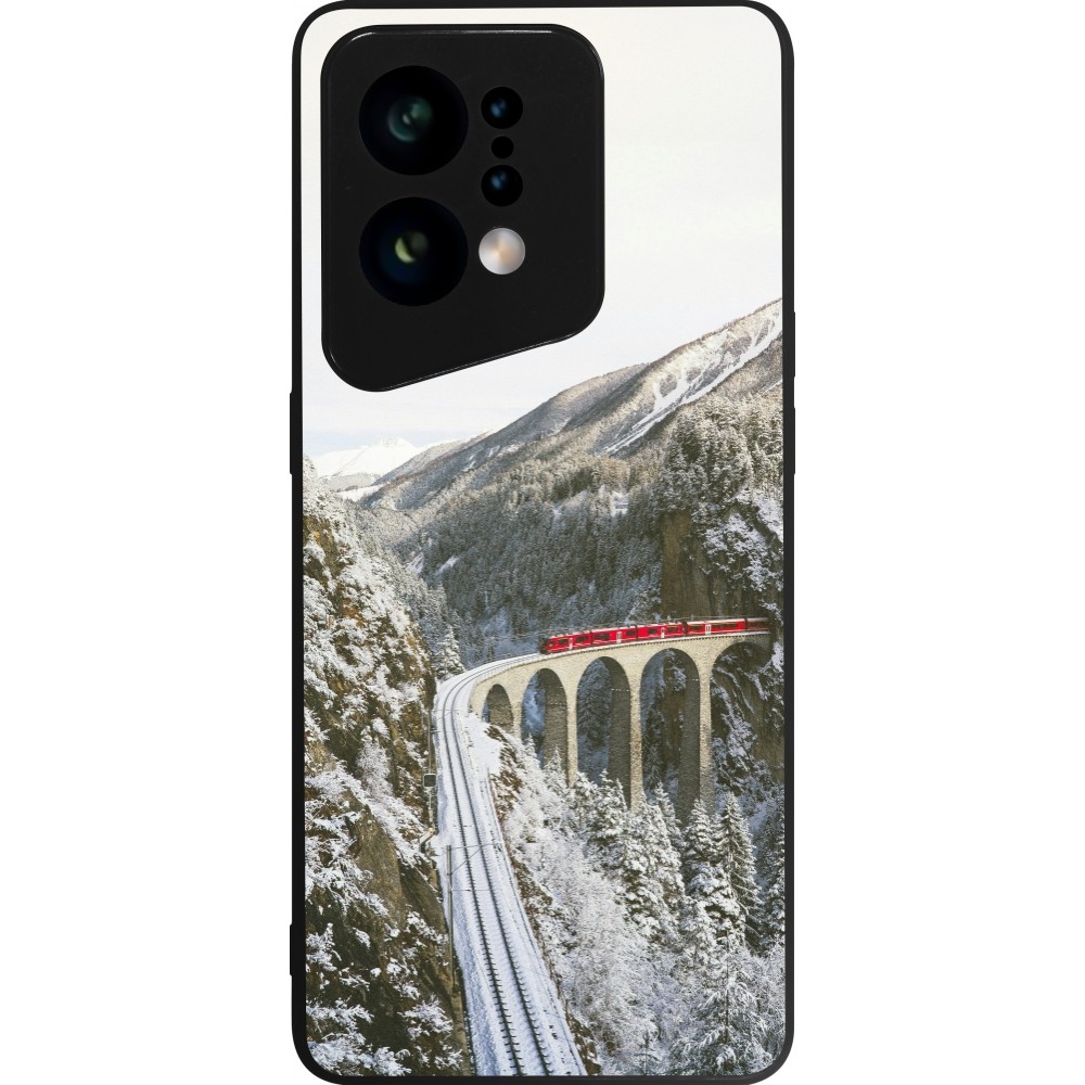 Coque OPPO Find X5 - Silicone rigide noir Winter 25 Winter polar express