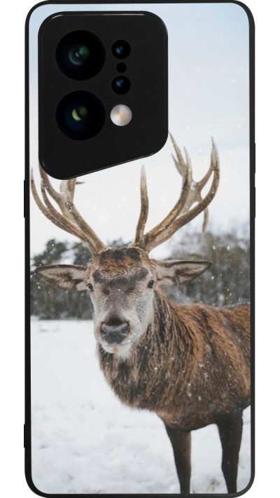 Coque OPPO Find X5 - Silicone rigide noir Winter 25 Winter reindeer