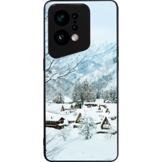 Coque OPPO Find X5 - Silicone rigide noir Winter 25 Winter snowy landscape