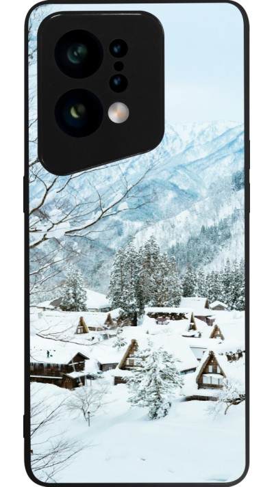 Coque OPPO Find X5 - Silicone rigide noir Winter 25 Winter snowy landscape