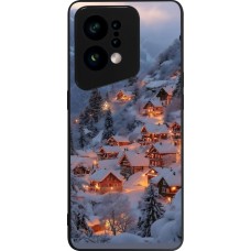 Coque OPPO Find X5 - Silicone rigide noir Winter 25 Winter snowy village